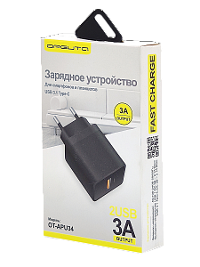 Зарядное устройство для телефона 15W адаптер на 2 гнезда Орбита OT-APU34 Черный